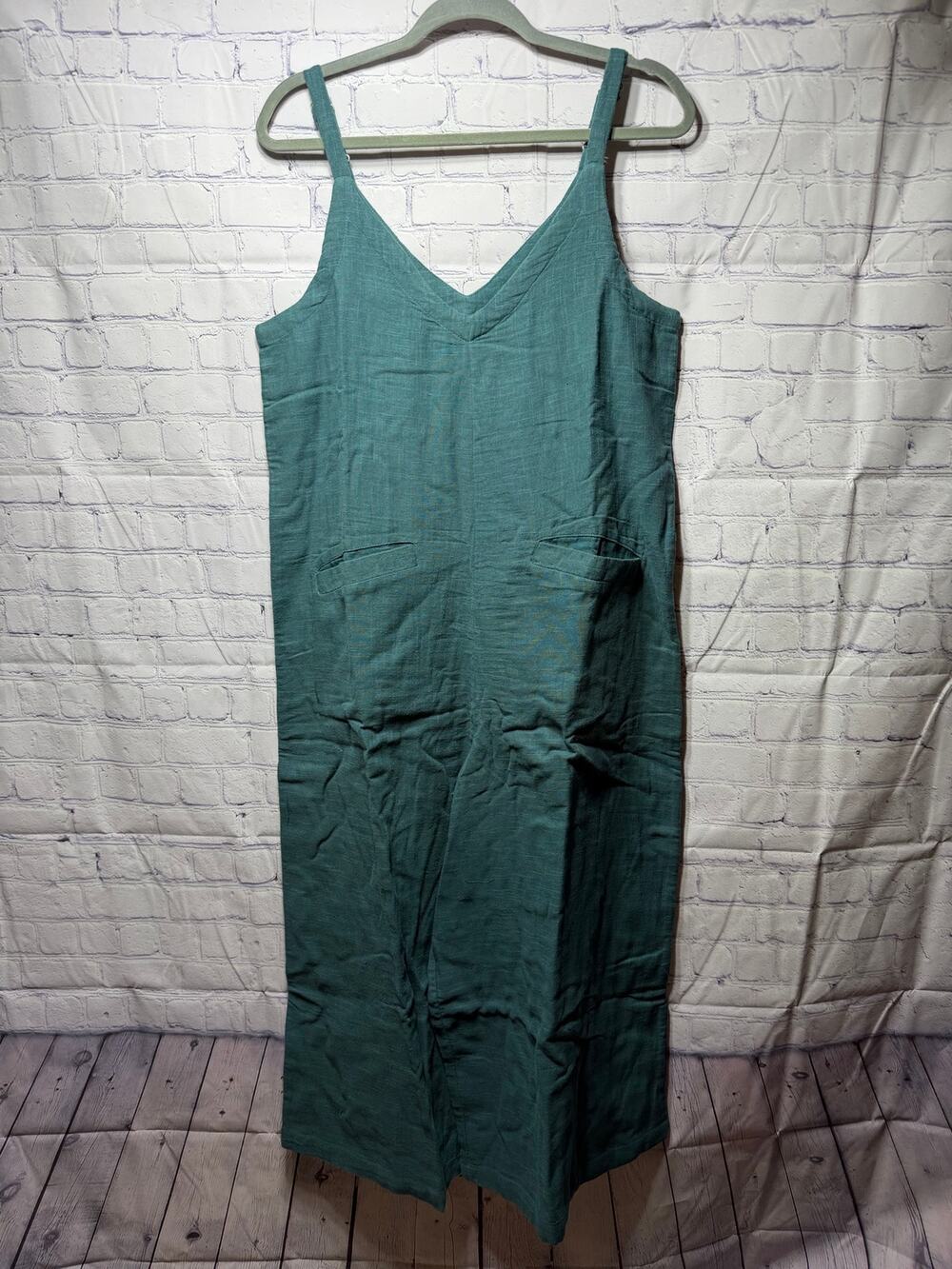 Natural Life Wide Leg Sleeveless Jumpsuit Green Blue Sz S NWT Oversized